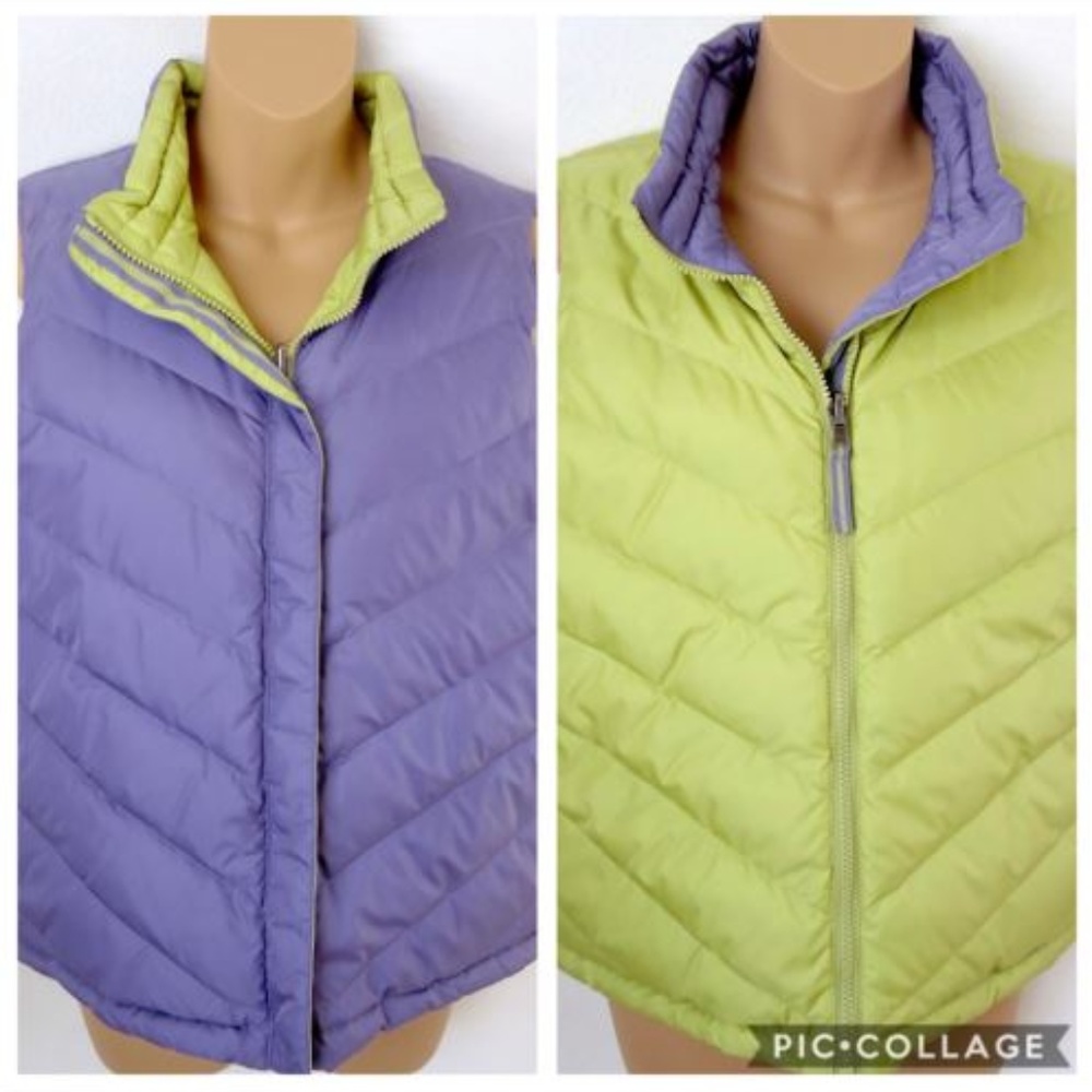 Coldwater Creek Vest Goose Down Reversible Quilted
